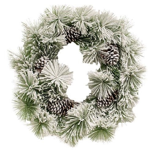 Snowfall Pine 26" Faux Evergreen Christmas Wreath
