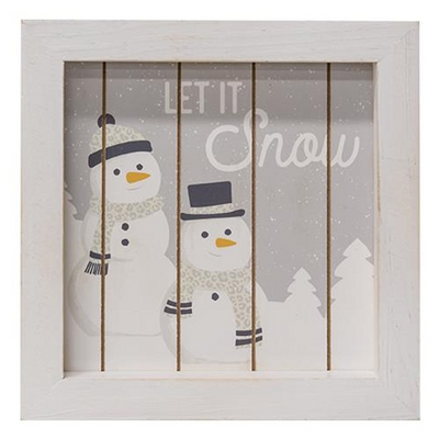 Let It Snow Framed Shiplap Snowman 7.25" Sign