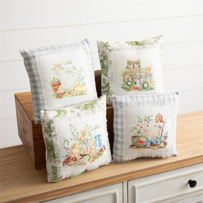 Set of 4 Garden Friends 10" Small Spring Accent Pillows