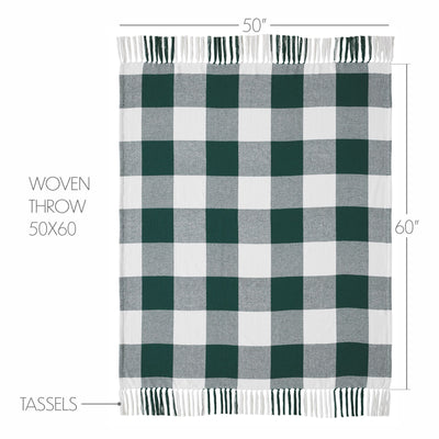 Annie Buffalo Check Hunter Green Woven Throw