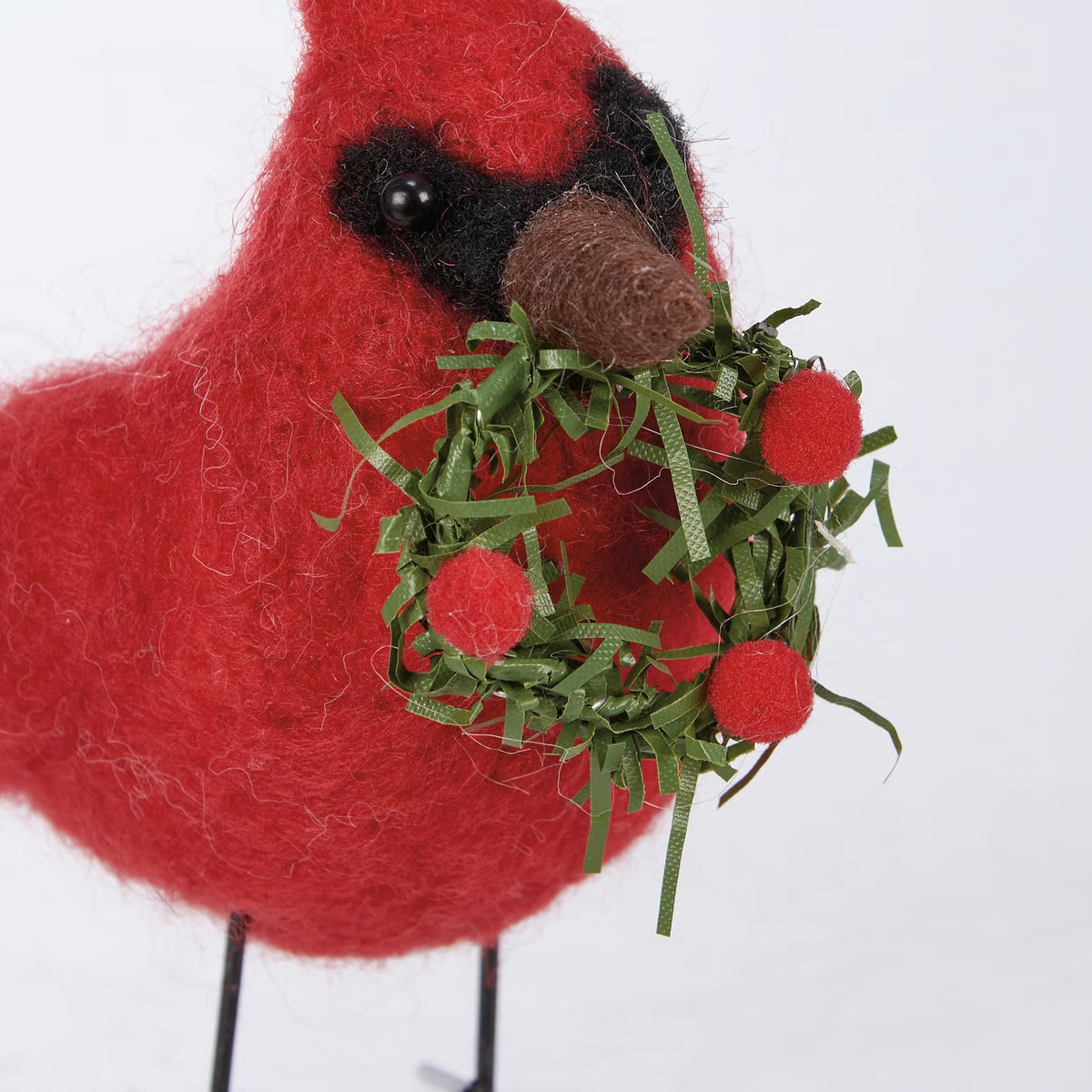 DAY 11 ✨ 14 Days of Felted Cheer ✨ Cardinal With Wreath Felt Bird Critter