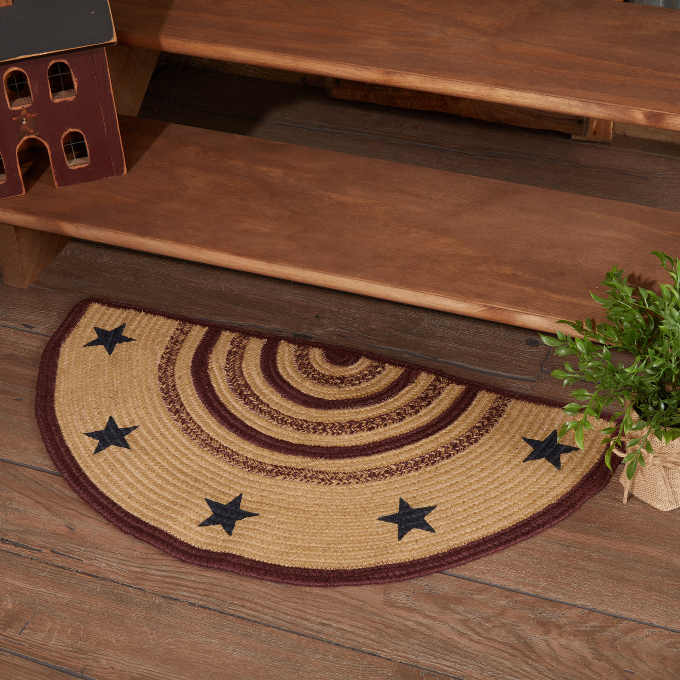 DAY 8 ❤️🫐 20 RED WHITE + BLUEBERRY DAYS Potomac Americana Stencil Stars Half Circle Jute Rug