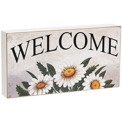 Welcome Daisy 6" x 11" Wooden Box Sign