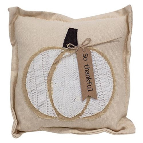 So Thankful Cream Pumpkin 8" Small Decorative Pillow
