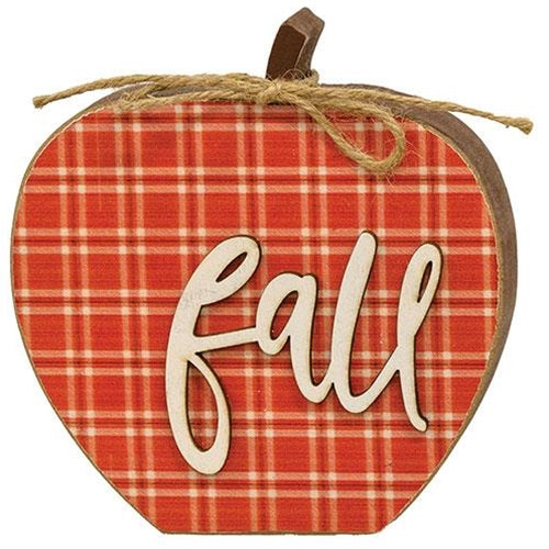 💙 Red Plaid Fall Apple Chunky Sitter Sign