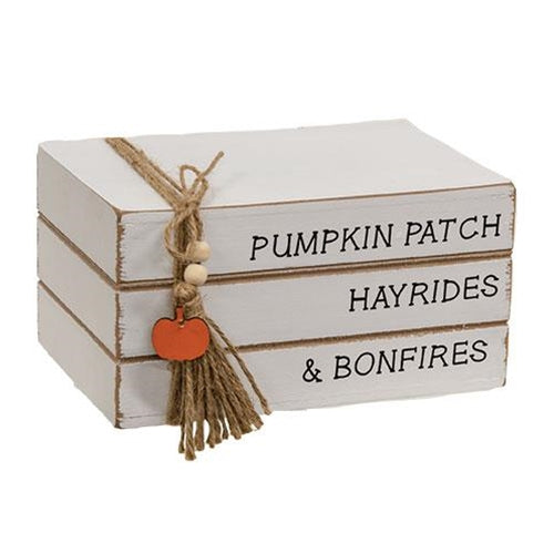 Pumpkin Patch Wooden Faux Book Stack