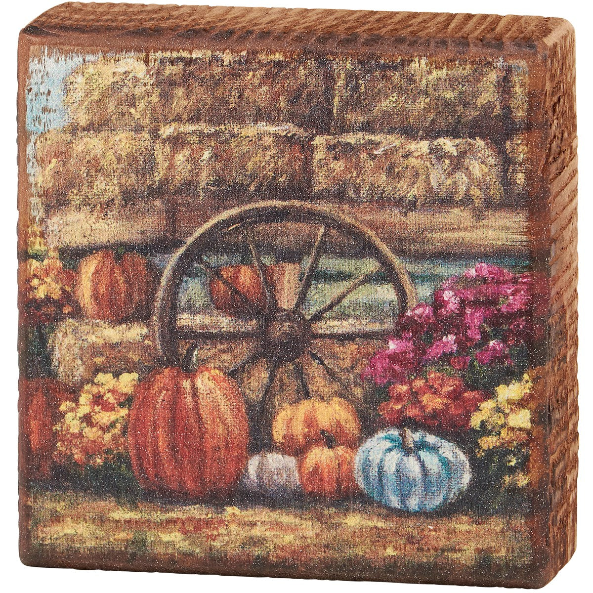 🎄💙 Fall Farm Wagon 4" Wooden Block Sign