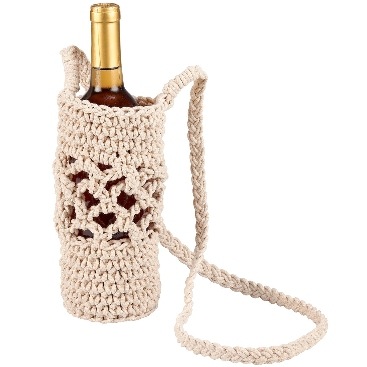 Macrame Crossbody Bottle Holder