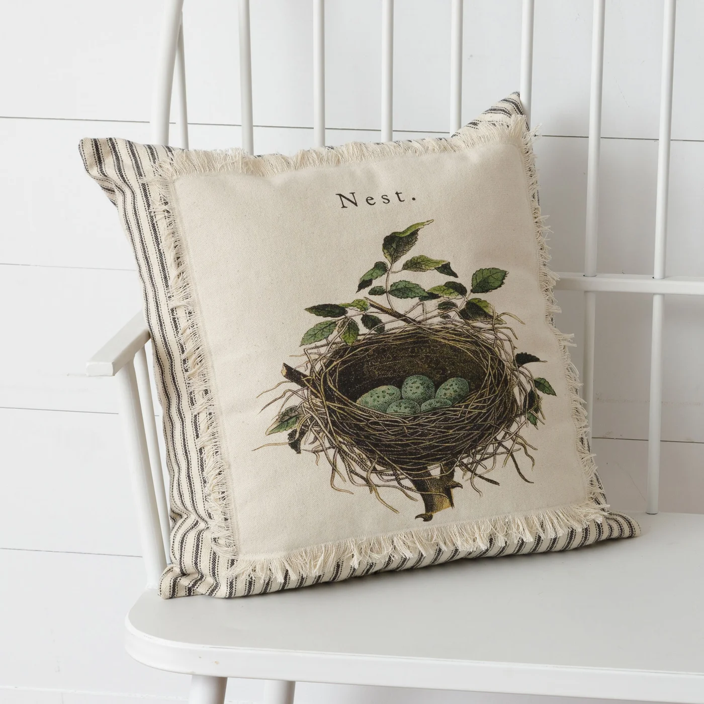 Natural-Style Nest and Eggs 17" Accent Pillow