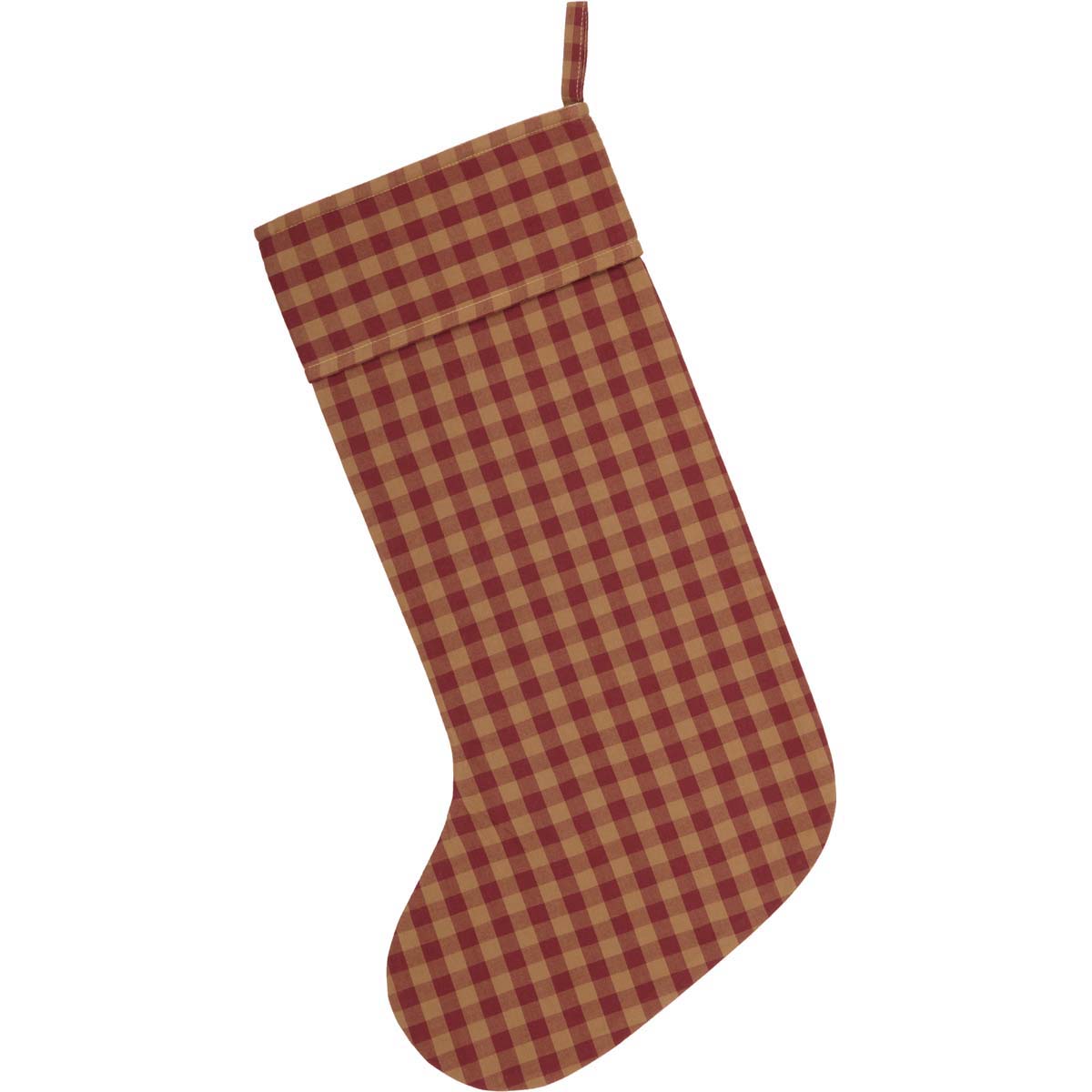 Burgundy Check Christmas Stocking 20"