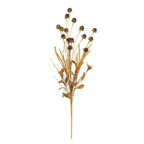 Fall Grass & Burgundy Thistle 26" Faux Floral Spray