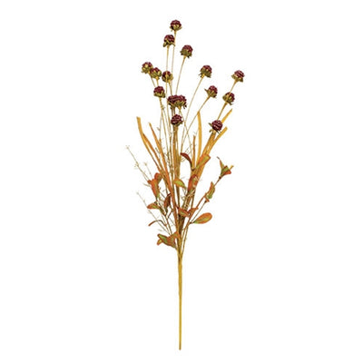 Fall Grass & Burgundy Thistle 26" Faux Floral Spray