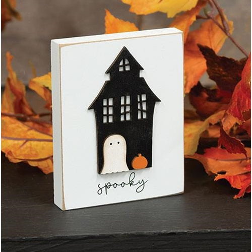 💙 Spooky Haunted House Ghost Mini Wooden Block
