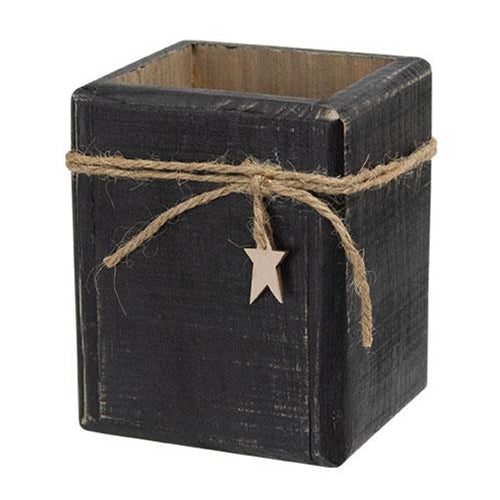 💙 Distressed Black Wooden Twig Box with Star Charm