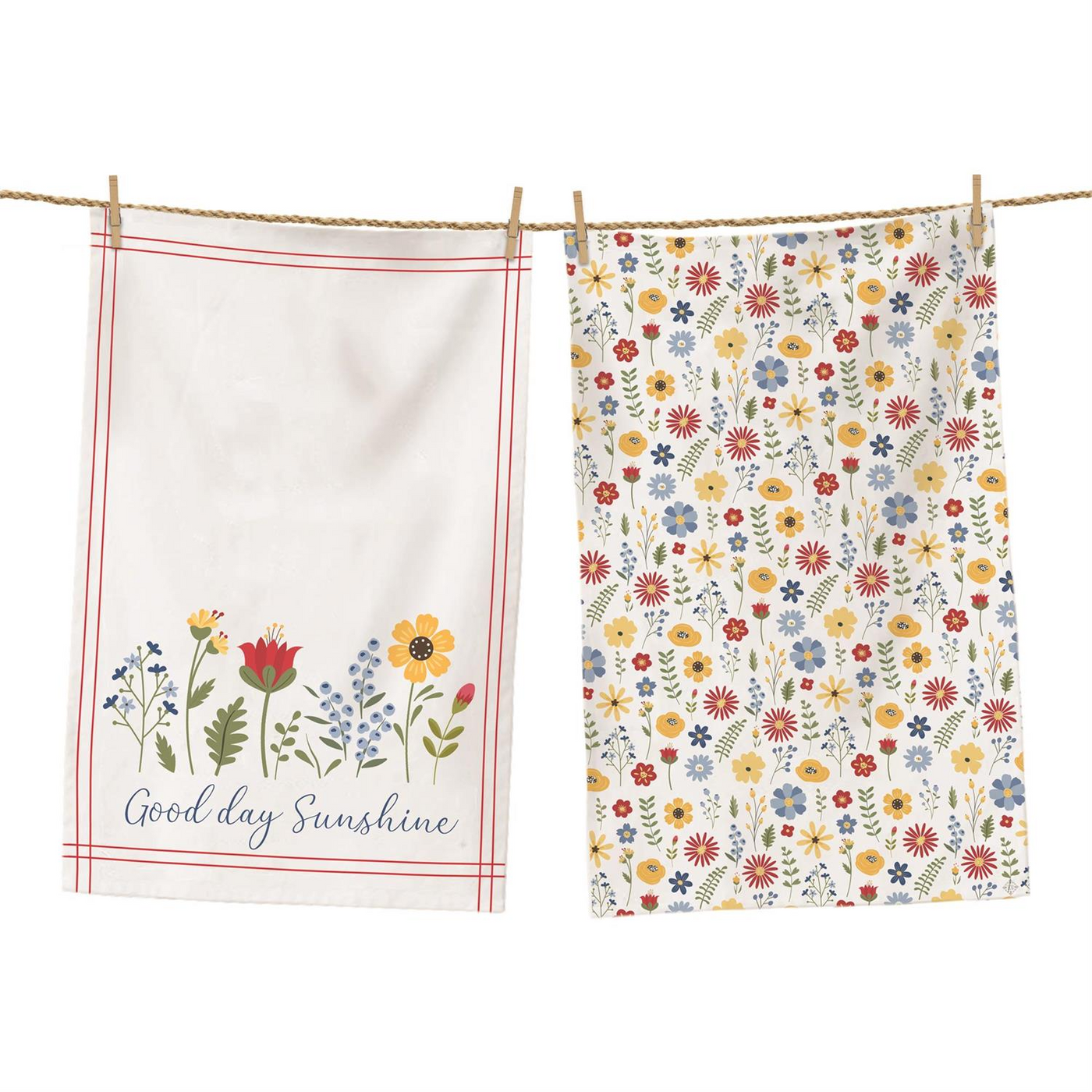Good Day Sunshine Floral Pattern Tea Towel Set