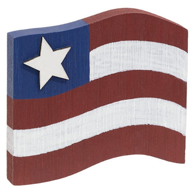 American Flag with Star Small Wooden Sitter