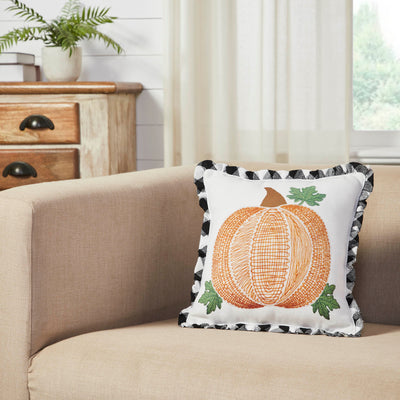 💙 Annie Black Check Pumpkin Pillow 12"