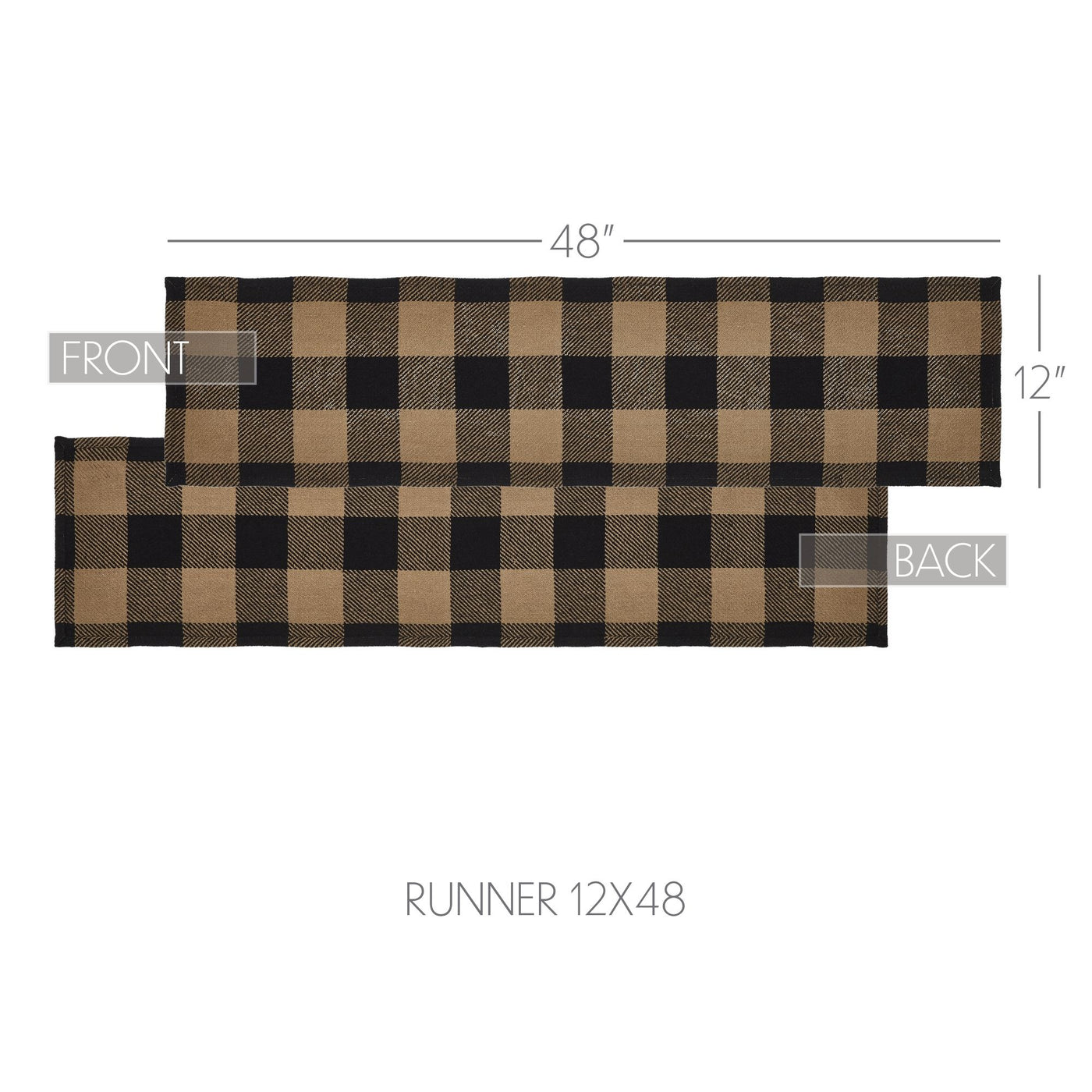 Black and Tan Check 48" Table Runner