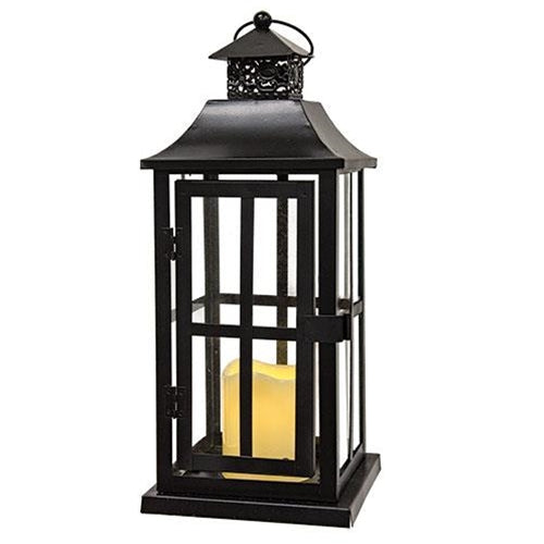 Black Iron and Glass LED Lantern