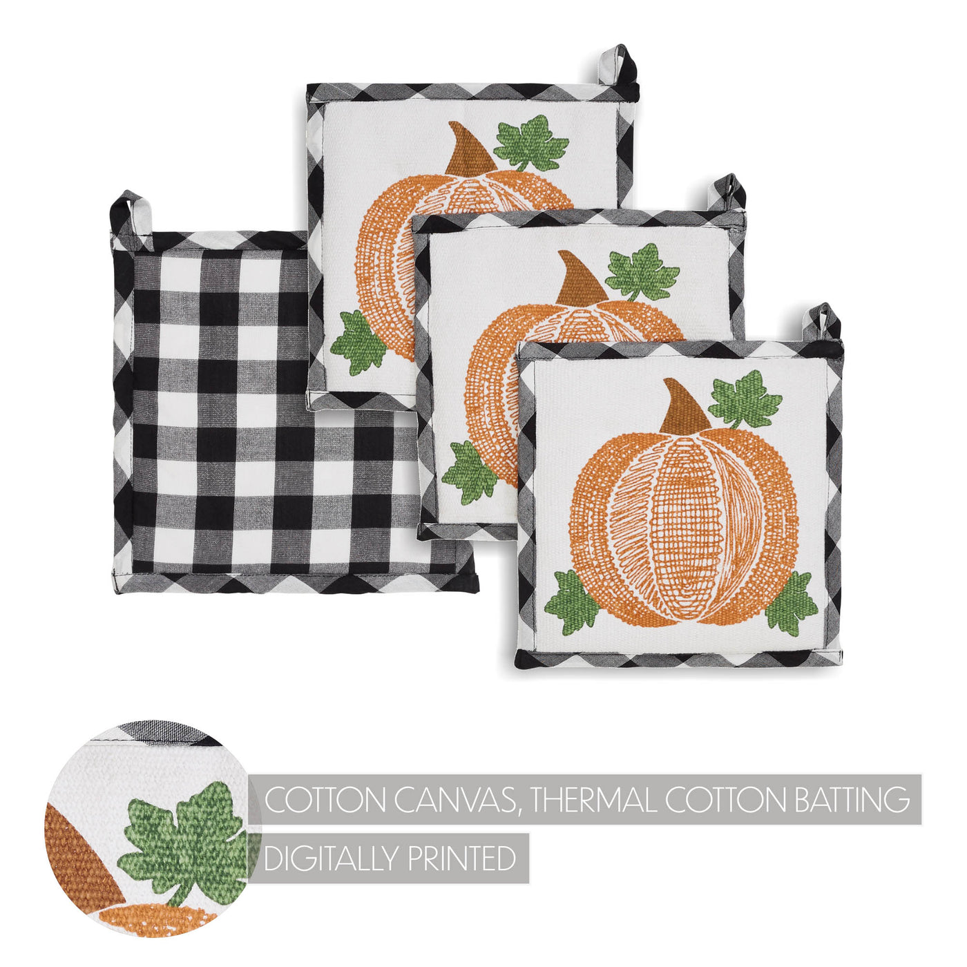 Set of3 Annie Black Check Pumpkin Trivet