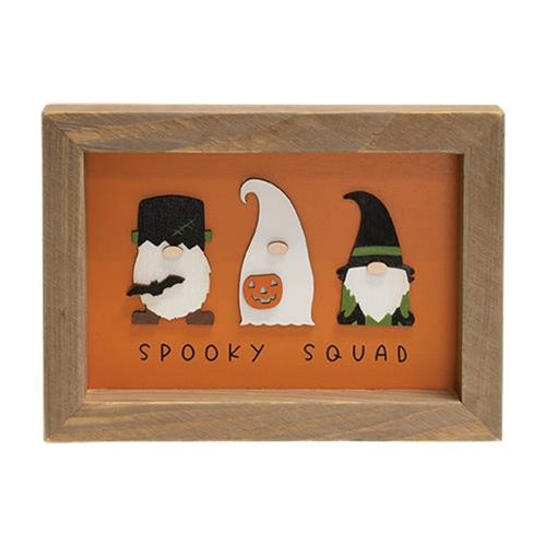 Spooky Squad Gnomes Halloween Framed Sign