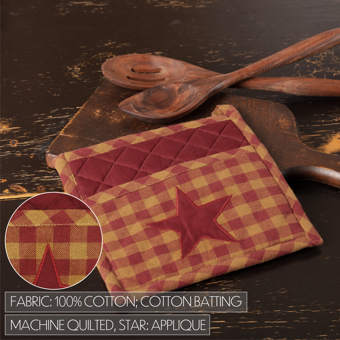 Burgundy Star Pot Holder 8"