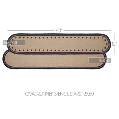 DAY 2 ❤️🫐 20 RED WHITE + BLUEBERRY DAYS Americana Stencil Stars 60" Oval Table Runner