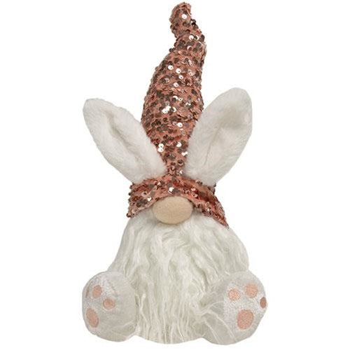Pink Sequin Hat Bunny Gnome Figure