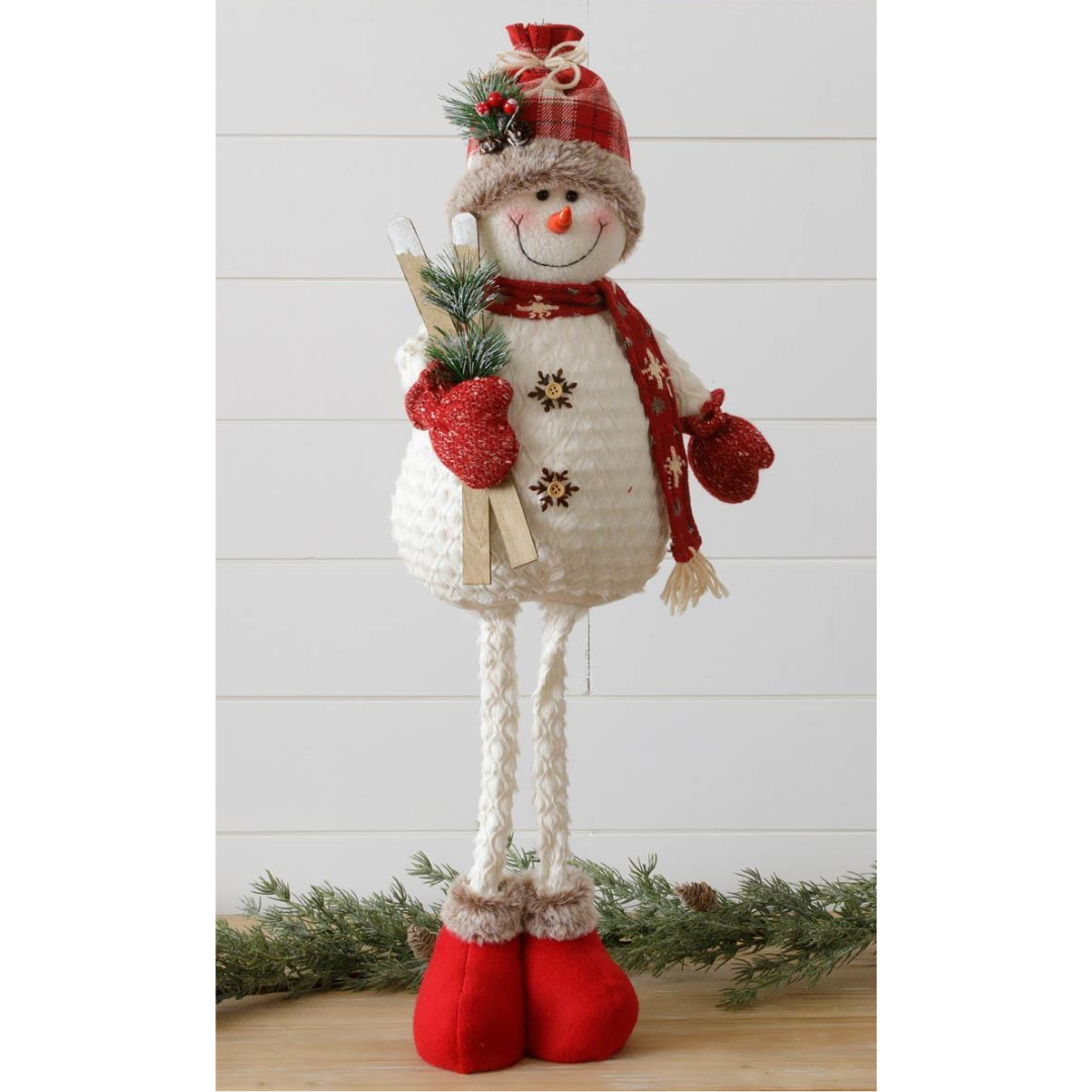 Cozy Friends Snowman with Skis 28" Fabric Figure