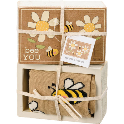 Bee You Novelty Socks and Box Sign Gift Set