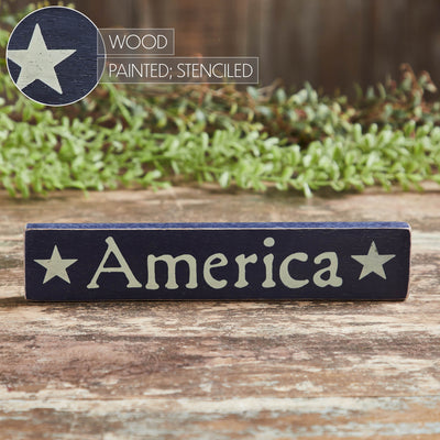 America Stars 9" Blue Wooden Sign