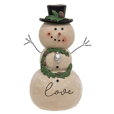 💙 Love Snowman With Wreath 5" H Resin Figure