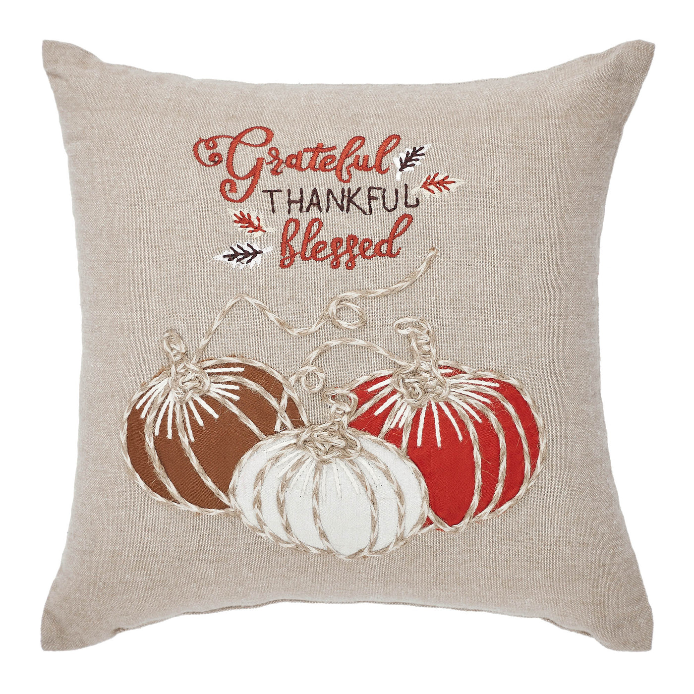 Grateful Thankful Blessed Pumpkins 12" Accent Pillow