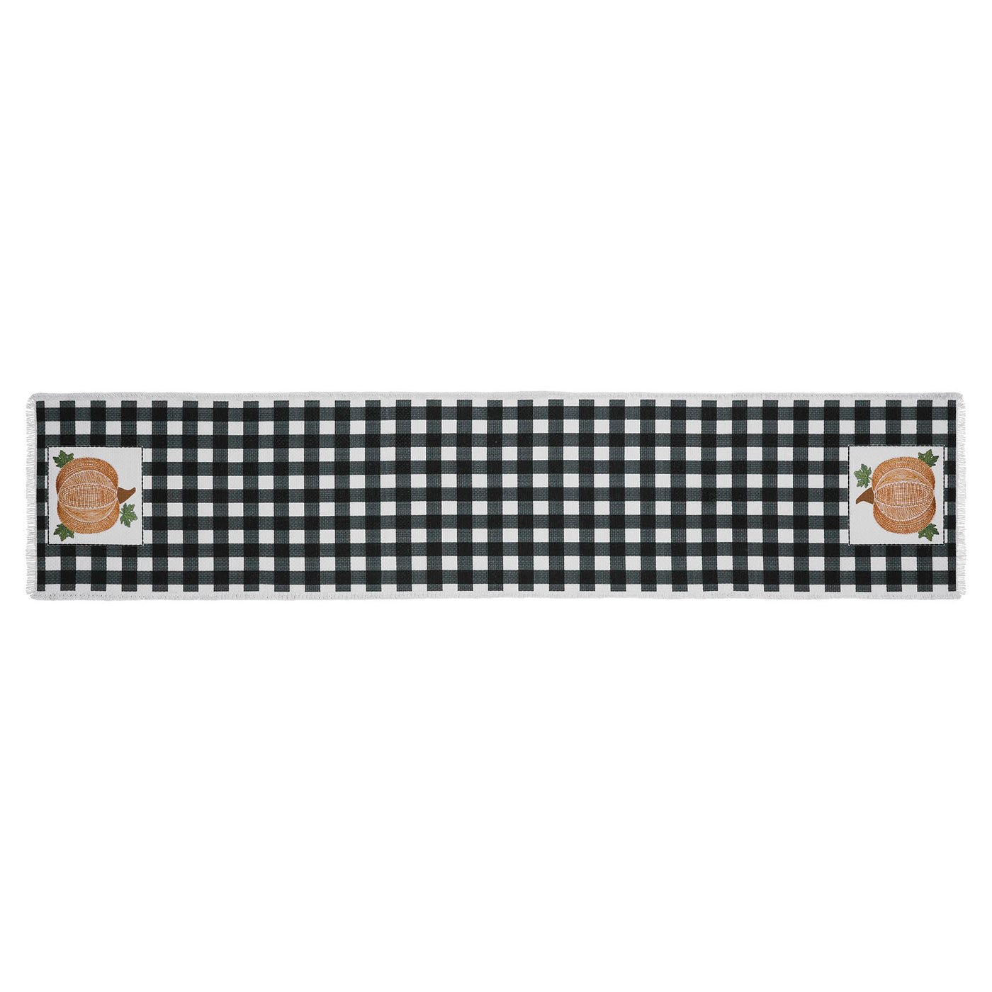 Annie Black Check Pumpkin 60" Table Runner