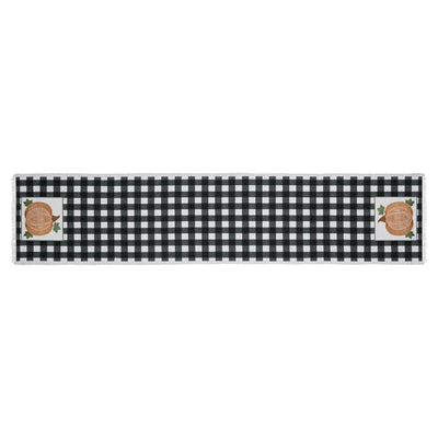 Annie Black Check Pumpkin 60" Table Runner