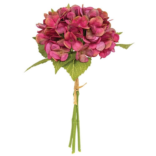 Beauty Magenta Pink Hydrangea 11" Faux Floral Bouquet