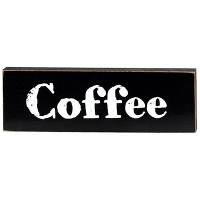 Set of 3 More Coffee Please 9.5" Black Wooden Block Signs