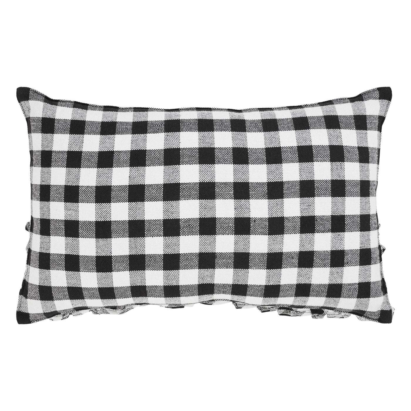 Annie Black Check Home Pumpkin Ruffle Accent Pillow