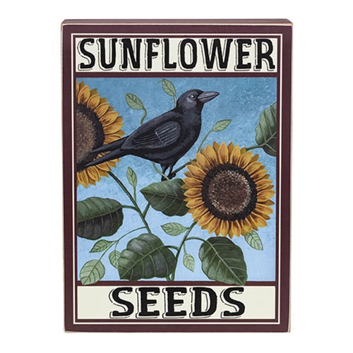 Sunflower Seeds Crow 13.75" Box Sign