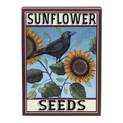 Sunflower Seeds Crow 13.75" Box Sign