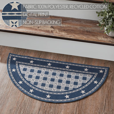 My Country Indoor/Outdoor Blue and Tan Rug Half Circle 16.5" x 33"