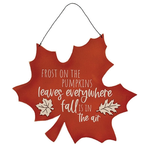 Frost on the Pumpkins Fall Leaf Sign 15.5" H