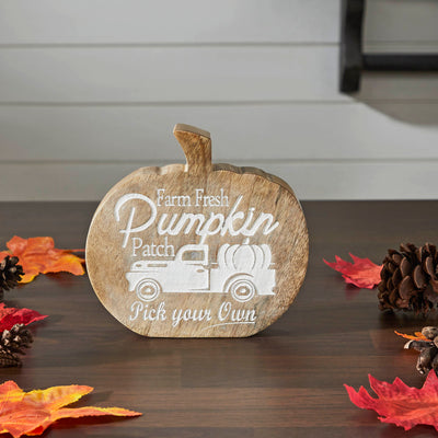 Farm Fresh Pumpkin Patch Pumpkin Shaped Wood Decor 6" H