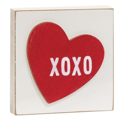 💙 XOXO Heart Square 3.5" Wooden Block Sign