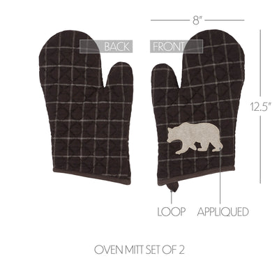 Set of 2 Wyatt Cabin Bear Oven Mitt Potholders