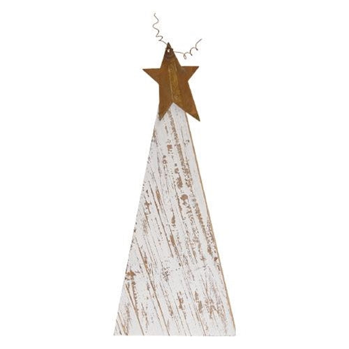 Set of 3 Distressed Rustic Wood White Christmas Trees