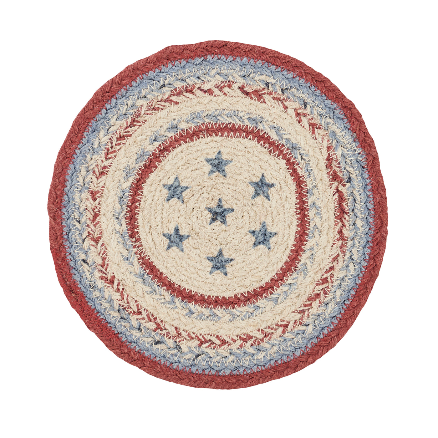 DAY 15 ❤️🫐 20 RED WHITE + BLUEBERRY DAYS Americana Celebration Jute 8" Trivet