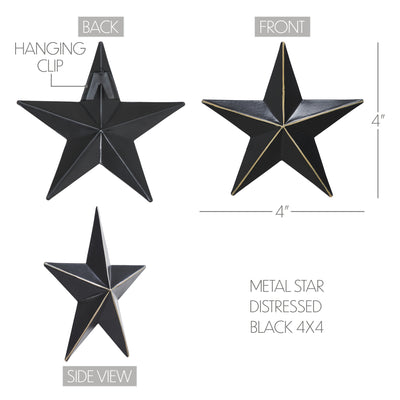 Distressed Black Metal Star 4"