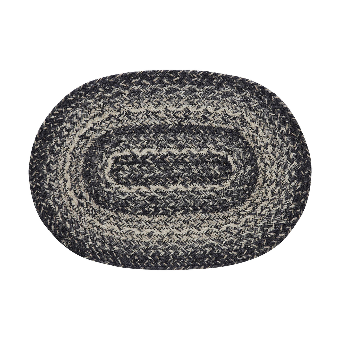 Sawyer Mill Black White 15" Jute Oval Placemat