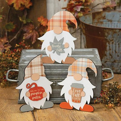 Set of 3 Fall Love Gnome Easel Signs
